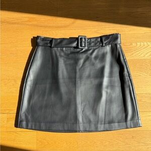 LOFT Black Faux Leather Mini Skirt